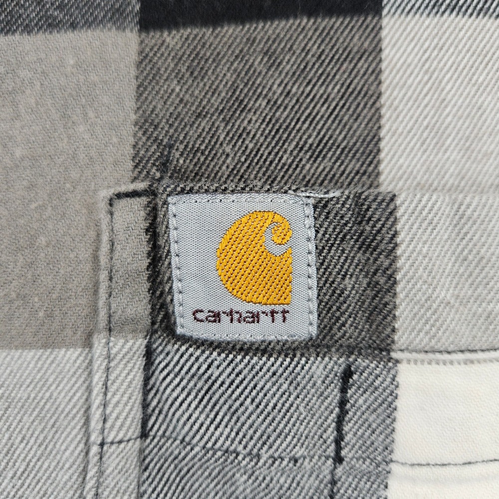 Carhartt Plaid Flannel Shirt Mens Large Gray Black Relaxed Fit Workwear Gorpcore - Picture 3 of 9